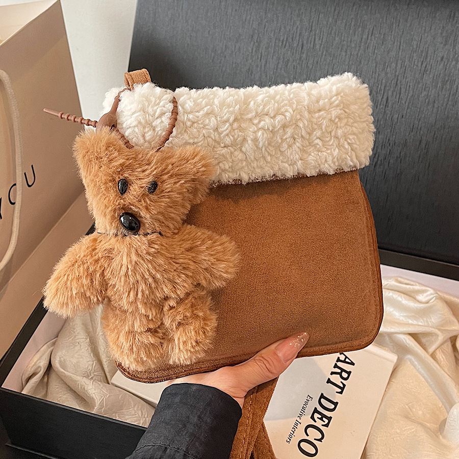 Maillard Lambskin fluffy bag for Women 2024 New style, a high-end, fluffy small crossbody phone case full figure
