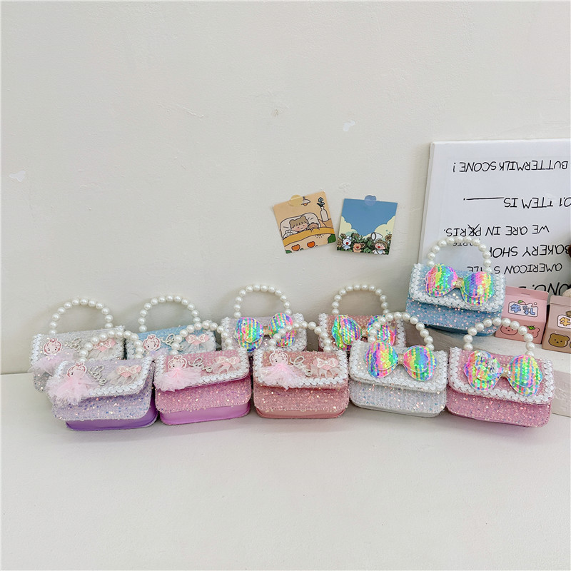 2024 New children's bags, Pearl travel handcrafted bags, girls' princess bags, little girls' fashionable single-shoulder handbags details Picture