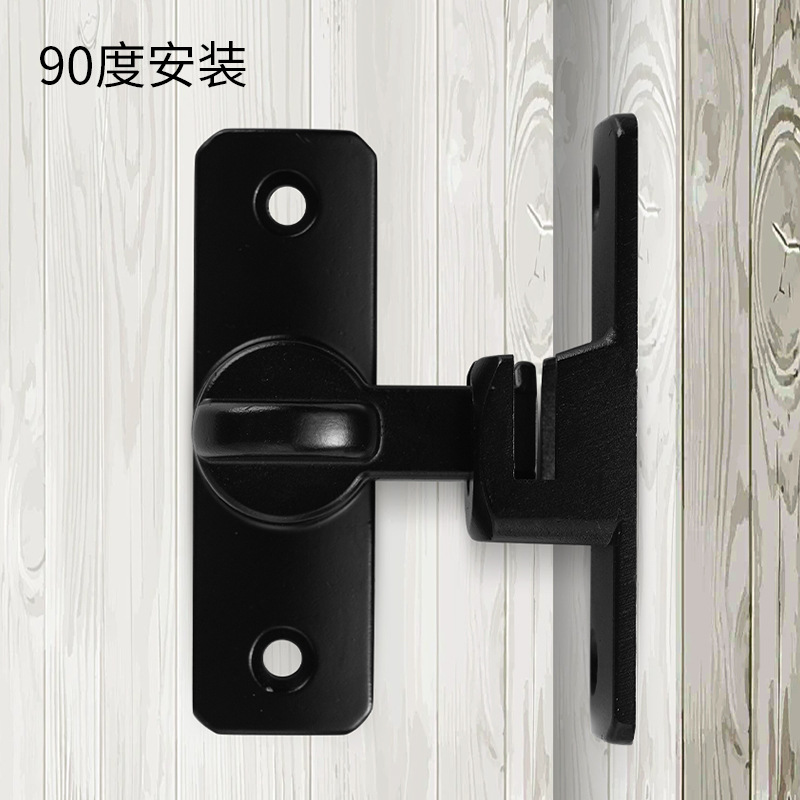 Solid buckle, aluminum alloy, non-drilling, latch, anti-theft lock, entrance door, reverse lock, 90-degree and 180-degree anti-theft door Specification drawing