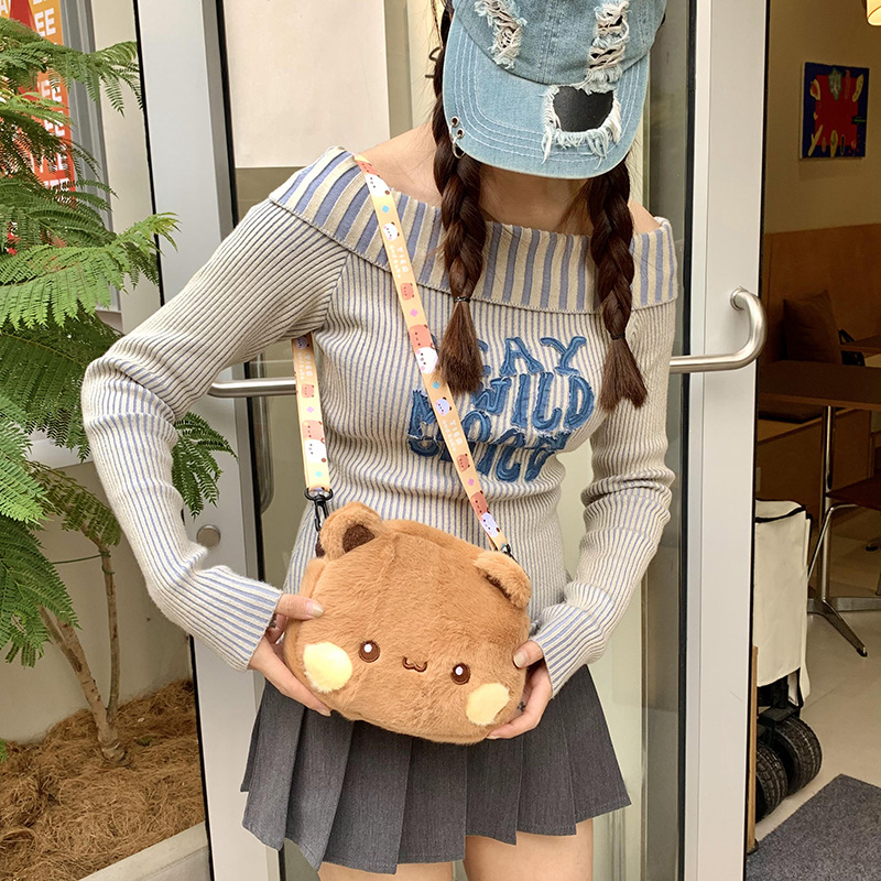 Cute cartoon bear single-shoulder bag 2025 new style, soft and adorable Japanese style crossbody change mobile phone bag wholesale Specification drawing