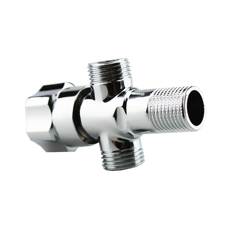 Factory direct supply triangle valve, all-copper three-way Angle valve, one inlet and two outlets, kitchen and bathroom water heater cold and hot water stop valve Item Picture
