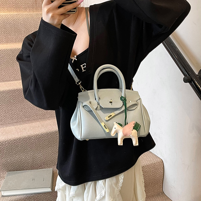 Cross-border high-end lychee pattern handbag for women, 2025 new style, versatile, fashionable and casual single-shoulder crossbody bag Specification drawing