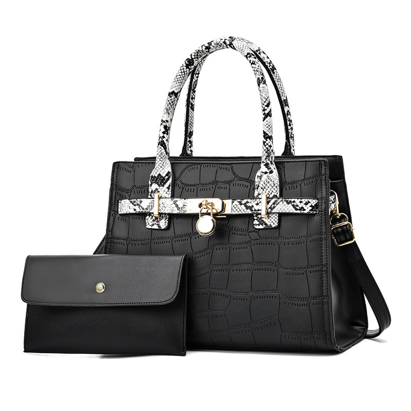 Fashionable large-capacity women's bag 2022 new style European and American stone pattern mother-and-child bag, casual single-shoulder bag, cross-border export bag full figure