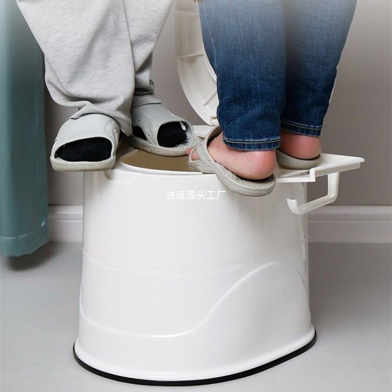 Household portable mobile toilet, elderly and pregnant women's toilet seat, adult toilet chair, indoor plastic toilet stool details Picture