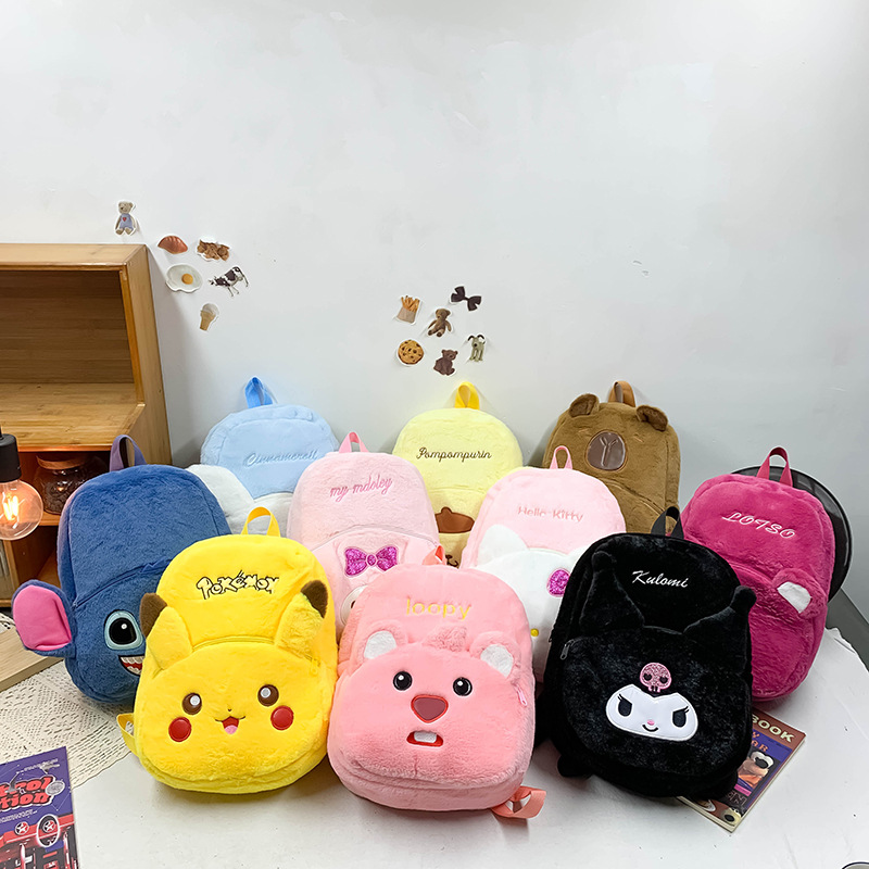 Sanrio plush backpack 2024, a cute student bag with a large capacity for classes full figure