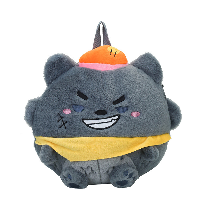 Plush double backpack, cartoon transformation egg doll plush toy bag, beaver strawberry bear bag, claw machine doll bag Item Picture