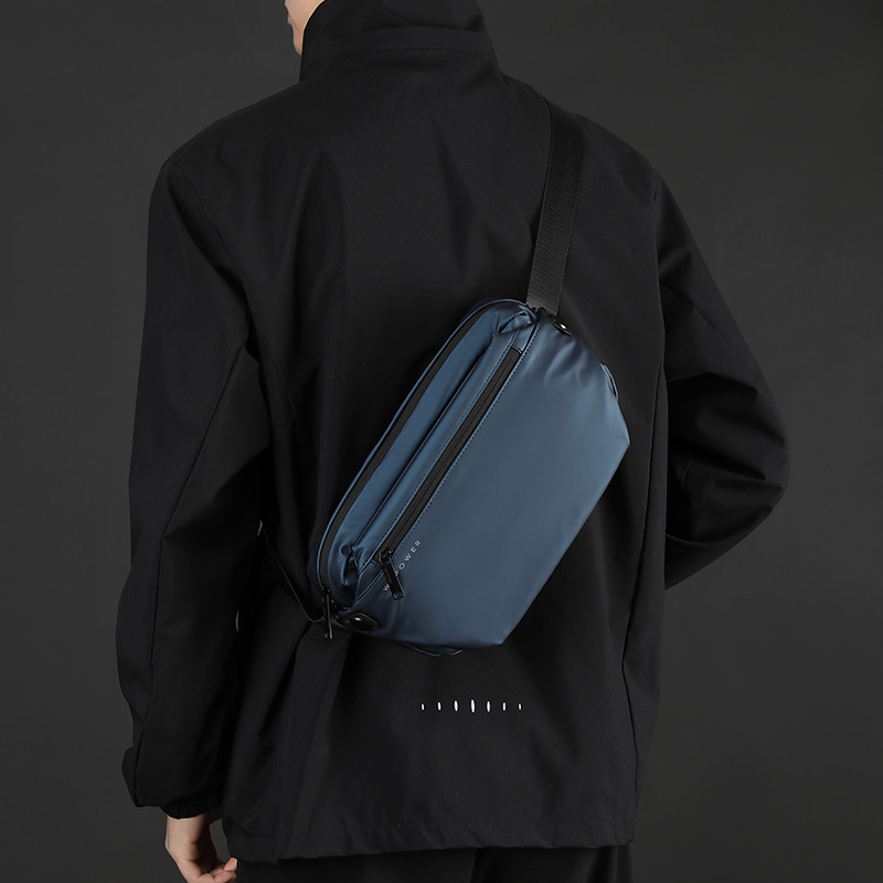 WEPOEWR's new outdoor casual large-capacity small cross bag for men, a single-shoulder crossbody bag and a multi-functional waterproof chest bag Specification drawing