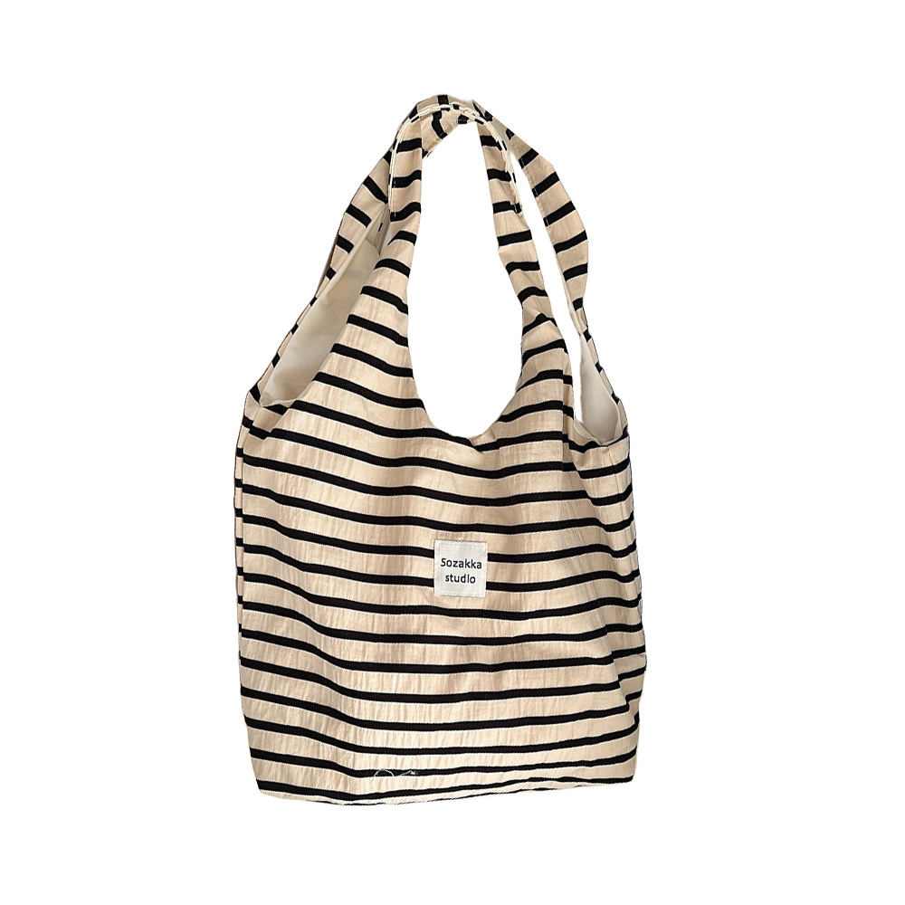 38302 canvas bag, student book, large capacity for class, single-shoulder Korean retro style commuter Tote mommy bag Item Picture