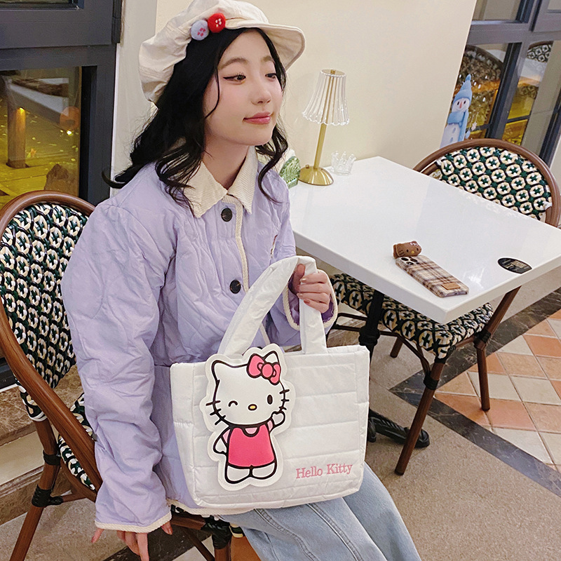 New cartoon down fabric handbag, Pacha dog single-shoulder armpit bag, cute large-capacity tote bag, birthday gift details Picture
