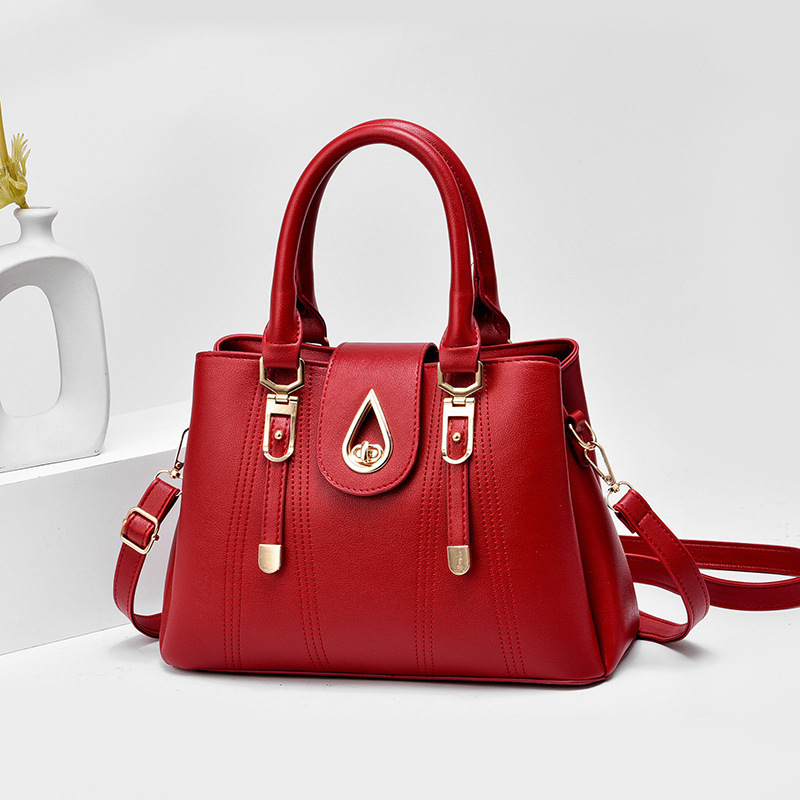 Single-shoulder handbag, simple bag, new cross-border fashion, large capacity bag, Korean style, elegant soft leather large bag details Picture
