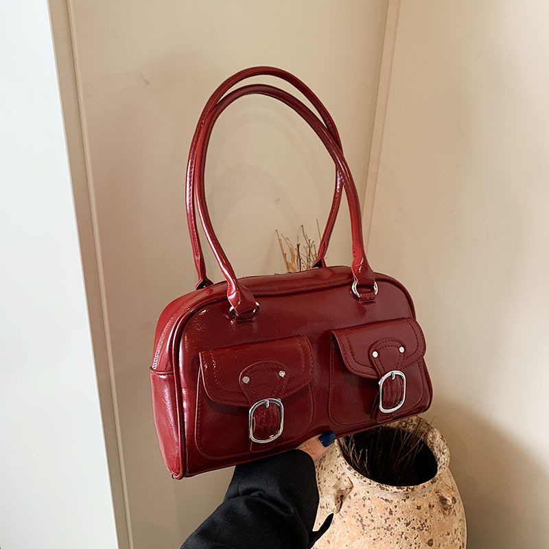 High-end multi-pocket underarm bag for women, 2025 new Korean version niche hand-held Boston bag, large capacity single-shoulder bag details Picture