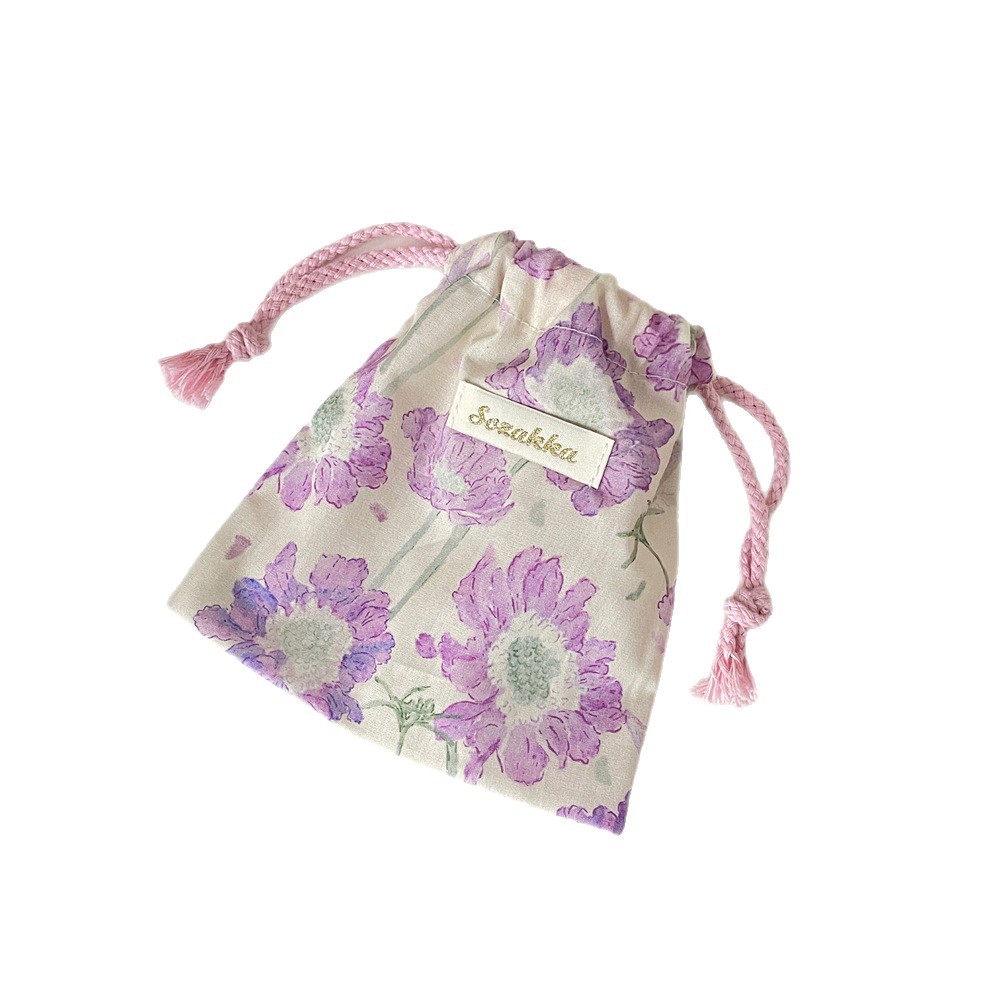 56292 Hand-held small cloth bag, cute drawstring storage bag, makeup bag, lipstick, sundries, travel cloth bag, small size Item Picture