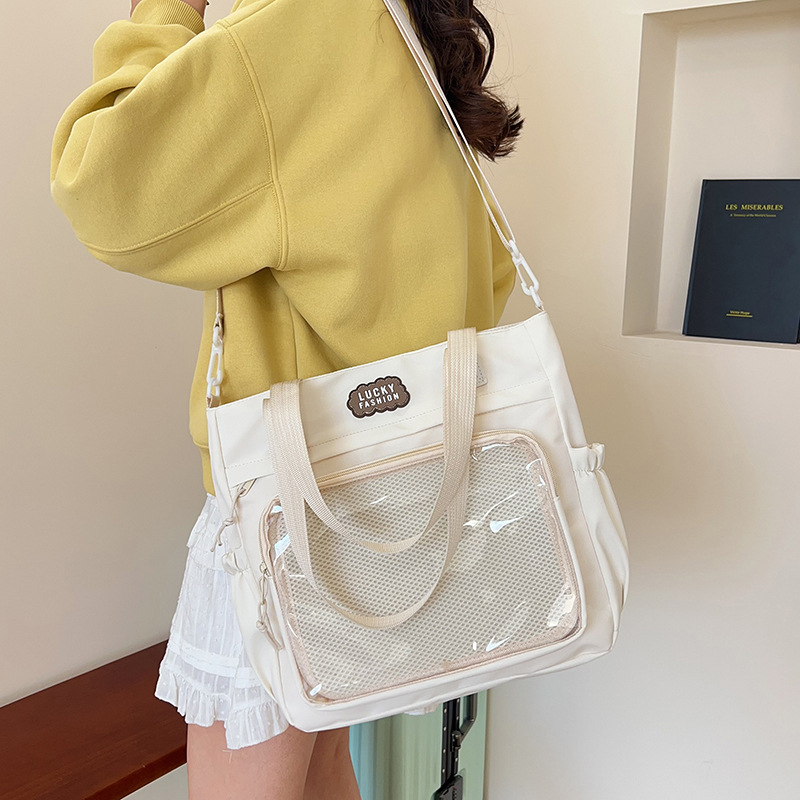 Japanese-style bambus-shaped shoulder bag, 2D single-shoulder bag, large-capacity cute crossbody bag, student transparent handbag Specification drawing