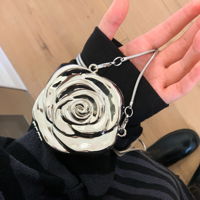 2025 Rose flower women's bag, acrylic bag, high-end style, loose change, lipstick, crossbody, hand-held mini bag full figure