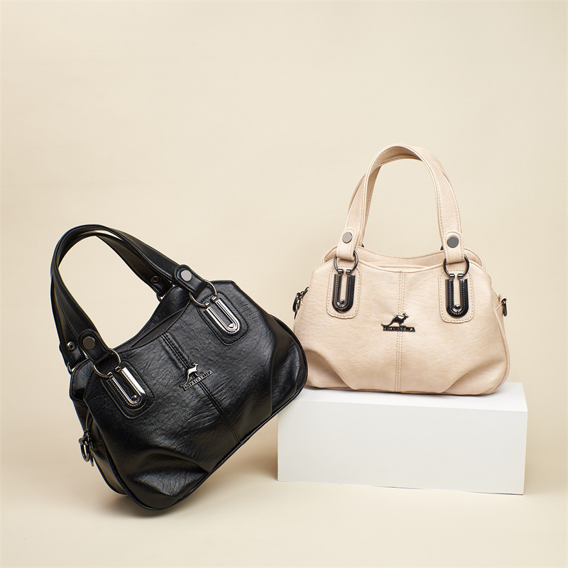 Soft leather women's bag 2025 new style Mom bag, three-compartment hand-held shoulder crossbody fashionable and versatile women's bag Specification drawing