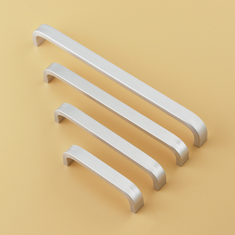 Solid space aluminum alloy drawers, cabinets, aluminum alloy door handles, aluminum pulls, hardware cabinet doors, curved two-hole pulls details Picture