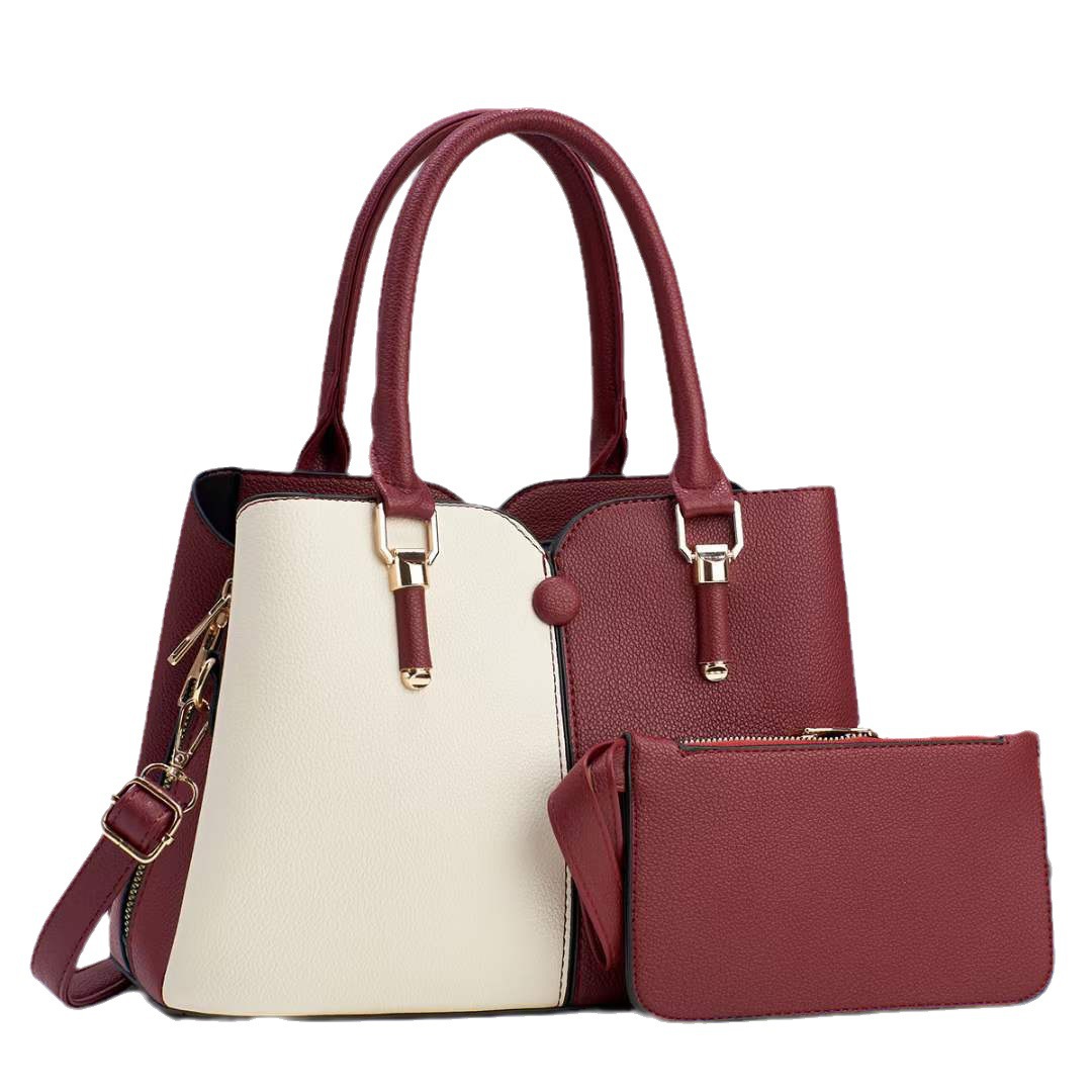 A new two-piece set of fashionable women's bags with contrasting colors, a single-shoulder crossbody bag and a multi-layered large-capacity handbag for women Application Scenario