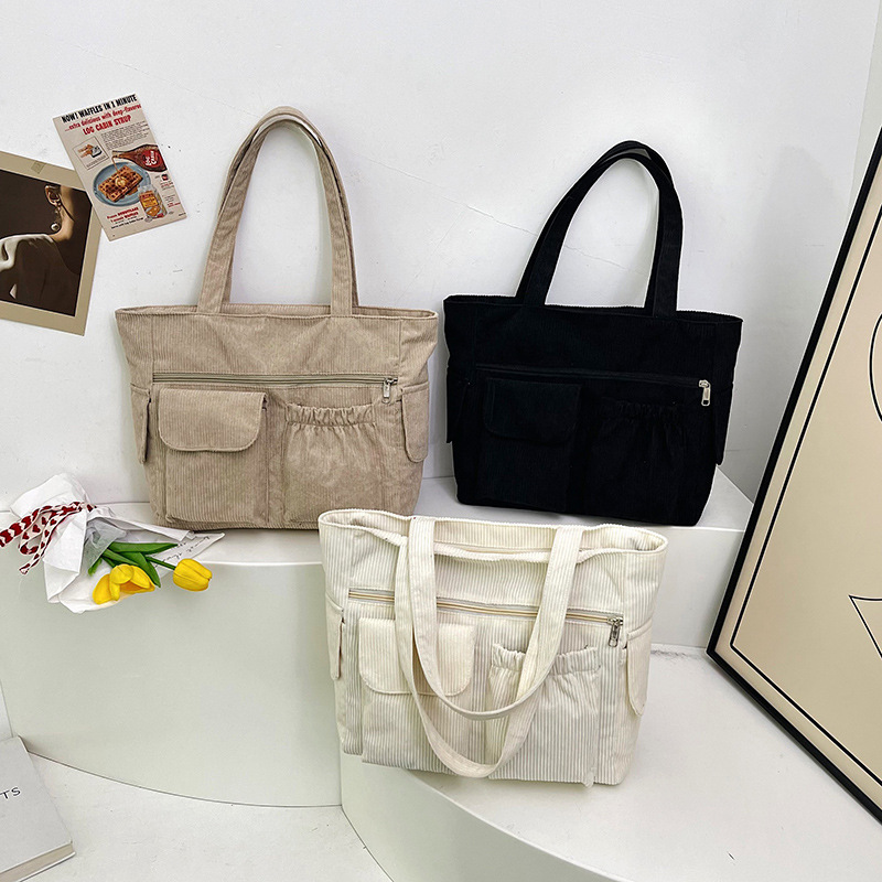 Single-shoulder women's bag, Japanese-style simple large-capacity fabric bag, handbag, large-capacity class bag, versatile student crossbody bag Application Scenario