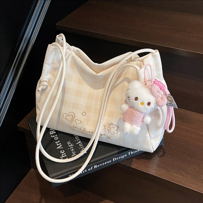 2025 New summer checkered underarm bag, laid-back style, versatile shoulder bag, casual crossbody bag, large-capacity tote bag full figure