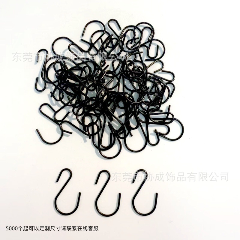 Cross-border best-selling black S-hook, S-iron hook, metal large and small hooks, tag chain S-hook, S-shaped iron hook, hanging hook details Picture
