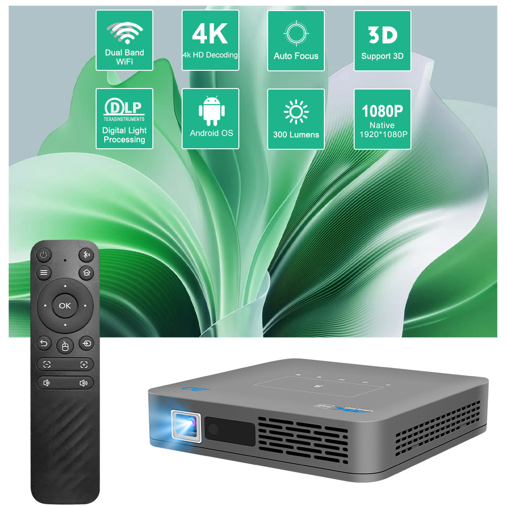 DLP Android 1080P outdoor smart projector with auto-focusing, convenient for home and office use, ultra-high-definition projection full figure