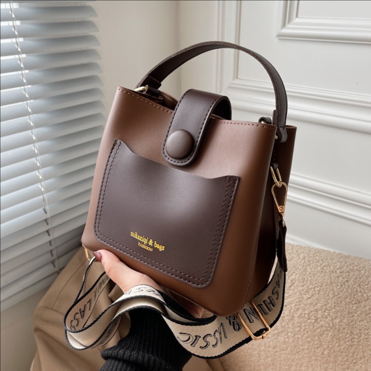 Factory wholesale custom bags: Women's retro bucket bags, fashionable and simple handbags, high-end single-shoulder crossbody bags full figure