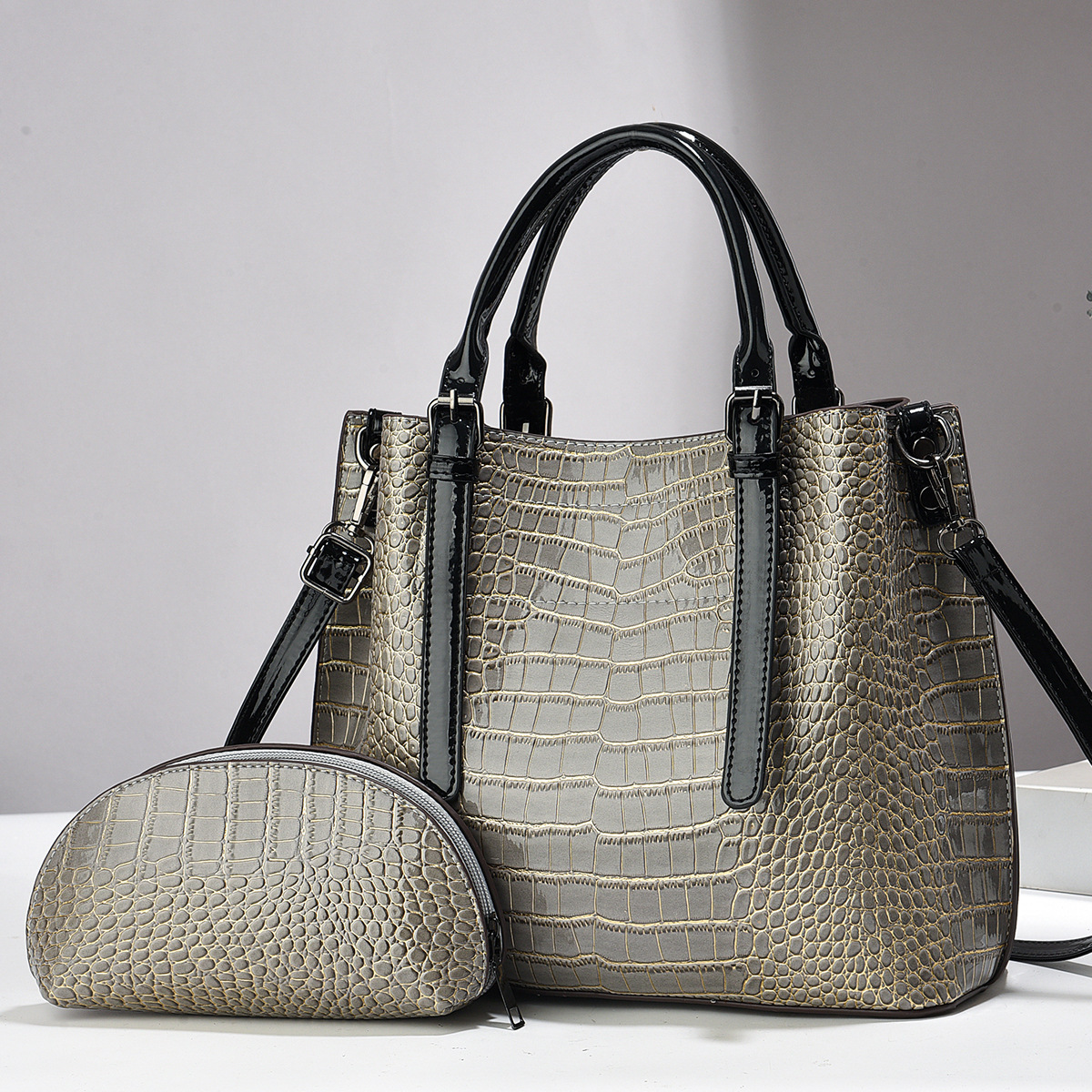 Cross-border versatile and elegant single-shoulder bag, trendy crossbody bag, new large-capacity mother-and-child bag, stone pattern fashionable handbag Specification drawing