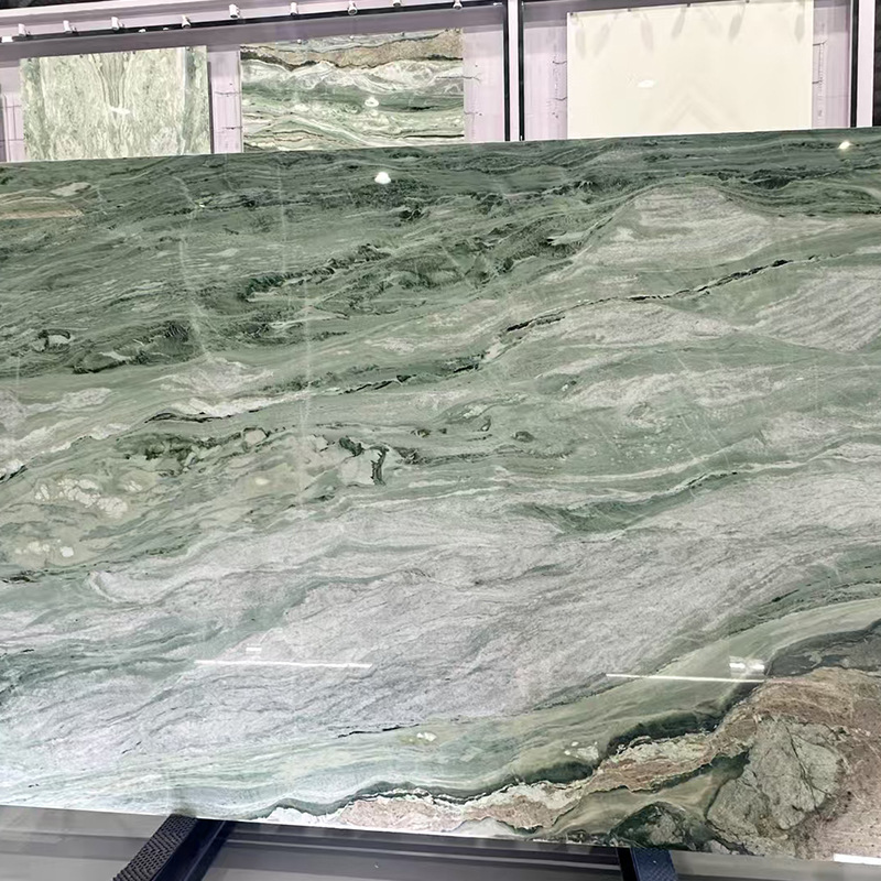 Victoria Green natural marble engineering large slab floor, bathroom staircase stone, villa background wall, exterior wall stone Application Scenario