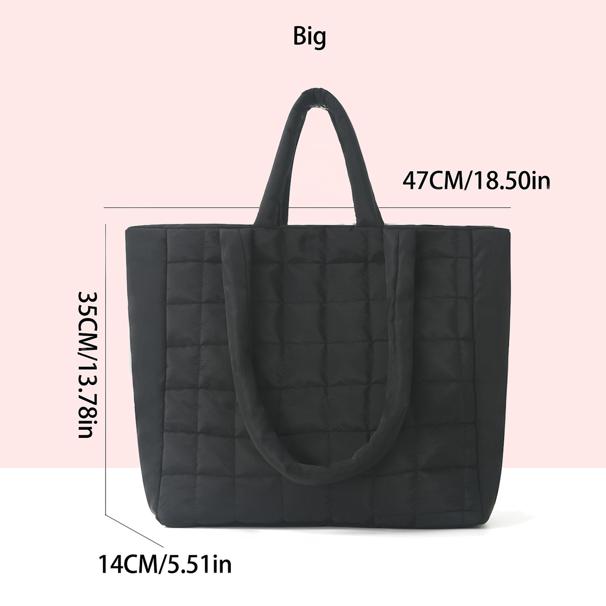 Cross-border fashion tote bag, high-end large-capacity bag, women's 2024 new underarm down bag, casual single-shoulder bag details Picture