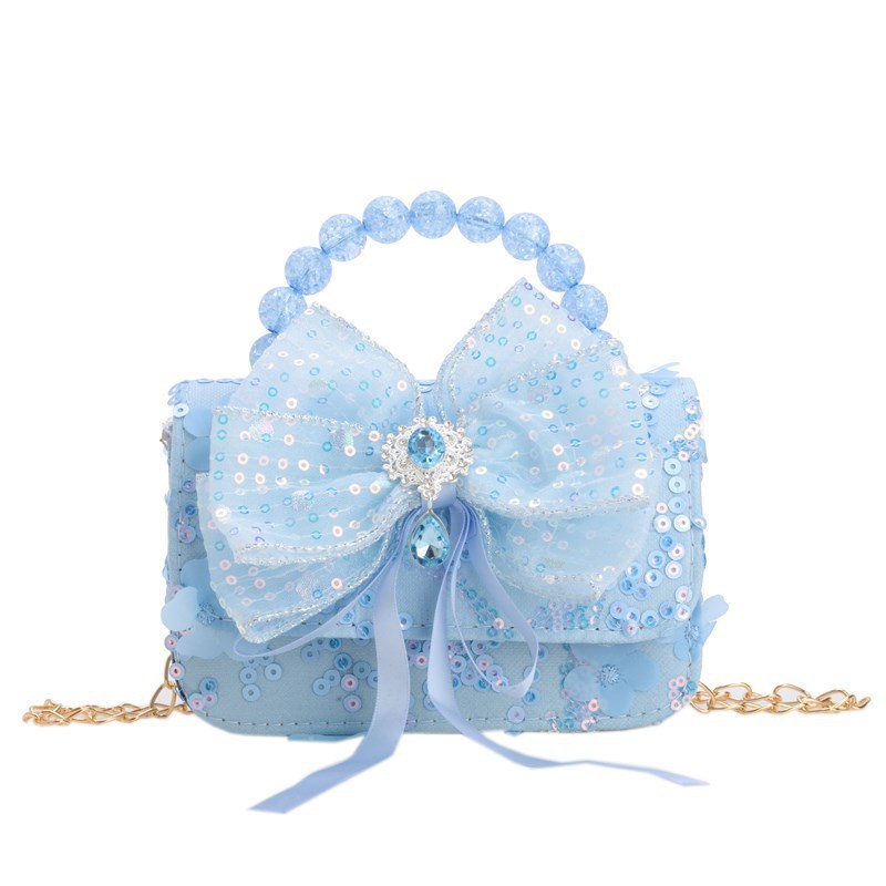Dreamy lace bow princess crossbody bag, cute anime children's single-shoulder bag, cartoon pearl handbag Item Picture