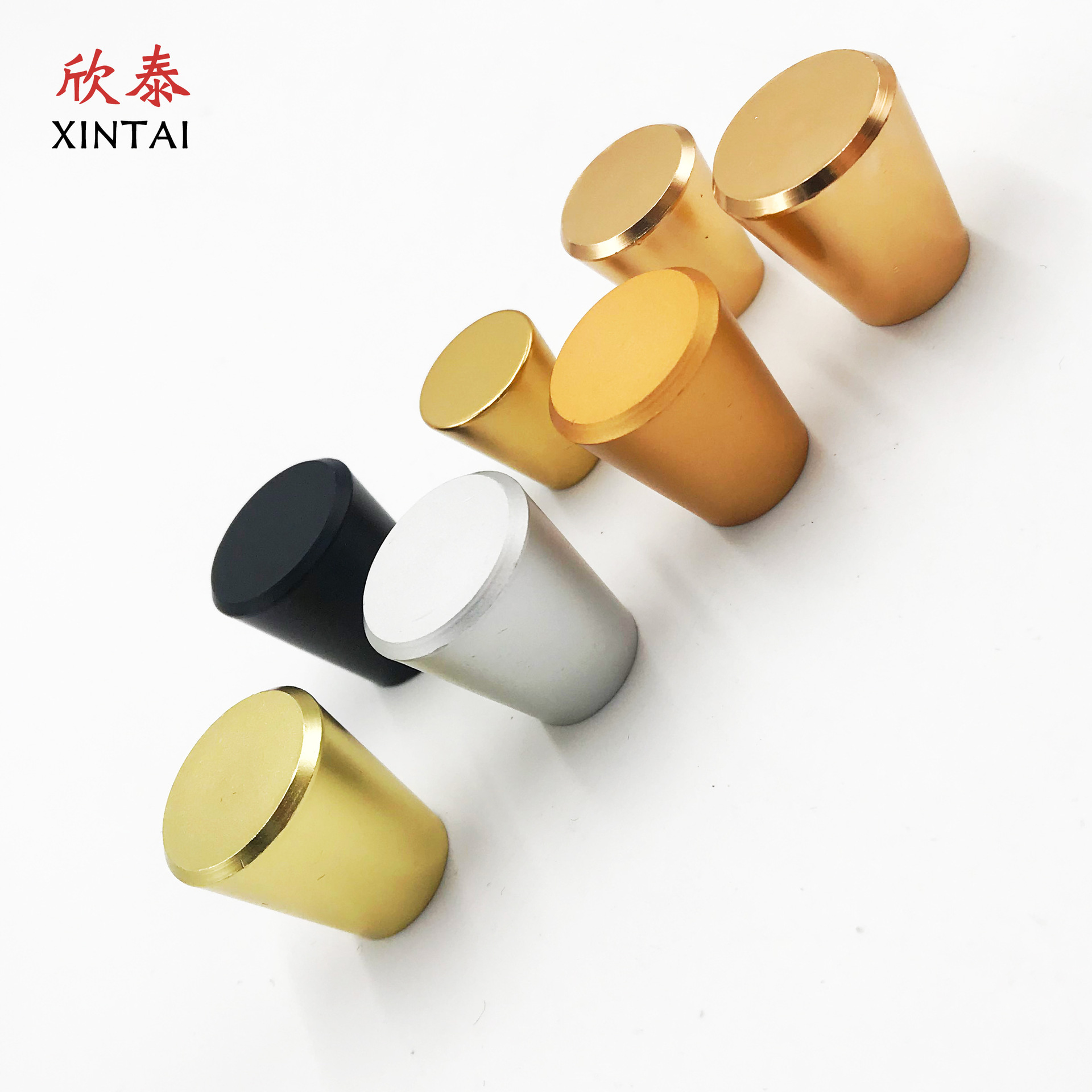 Drawer aluminum alloy handle, golden solid single-hole copper brushed handle, modern and simple space aluminum conical handle full figure