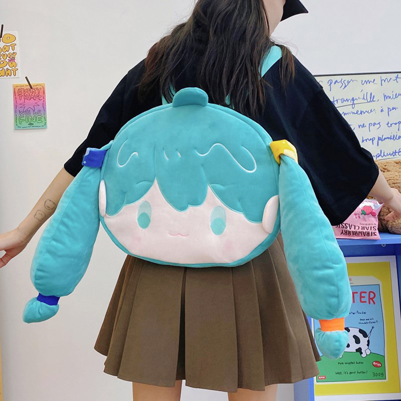 New plush backpack Hatsune miku MIku Future cute cartoon JK pain bag Girls' backpack factory direct sales Specification drawing