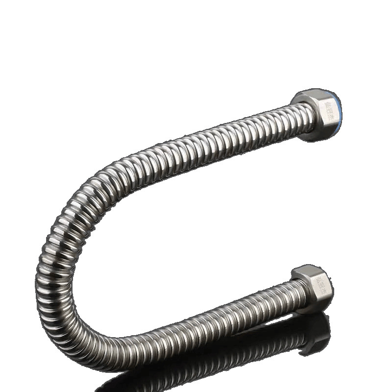 Stainless steel corrugated pipe 4-point water heater cold and hot connection water inlet pipe, metal explosion-proof heat-resistant high-pressure pipe hose BC Item Picture