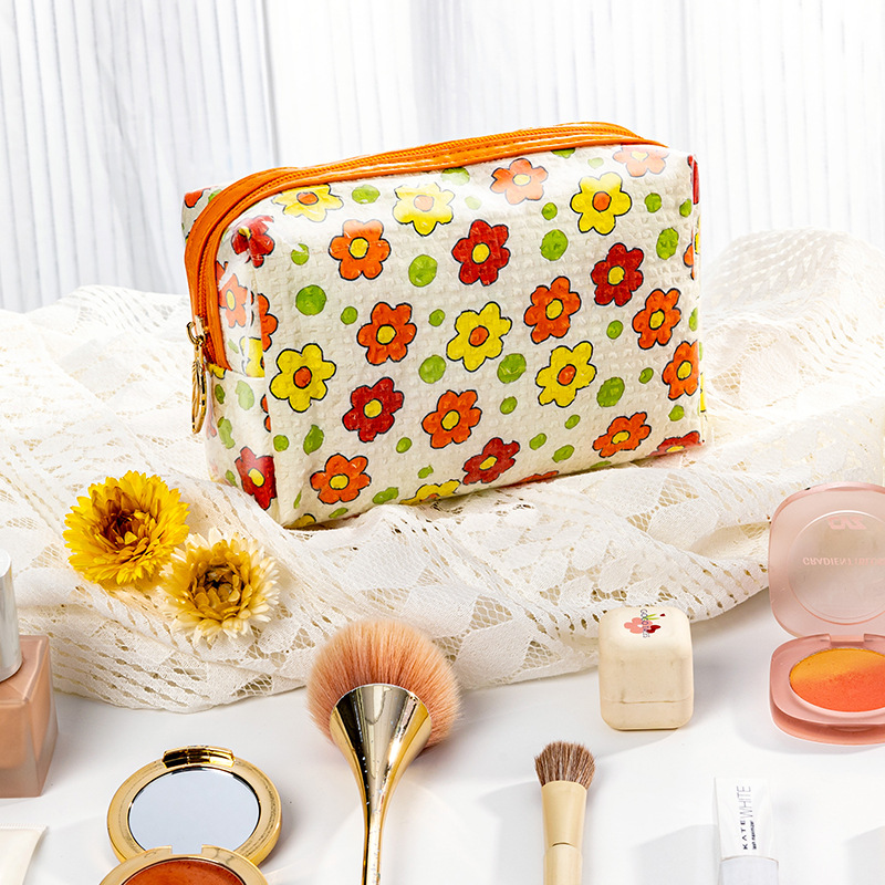 Runhui Fanhua Octagonal Makeup Bag, TPU waterproof Cosmetics storage bag, patterned makeup bag, large capacity, high-end feel full figure