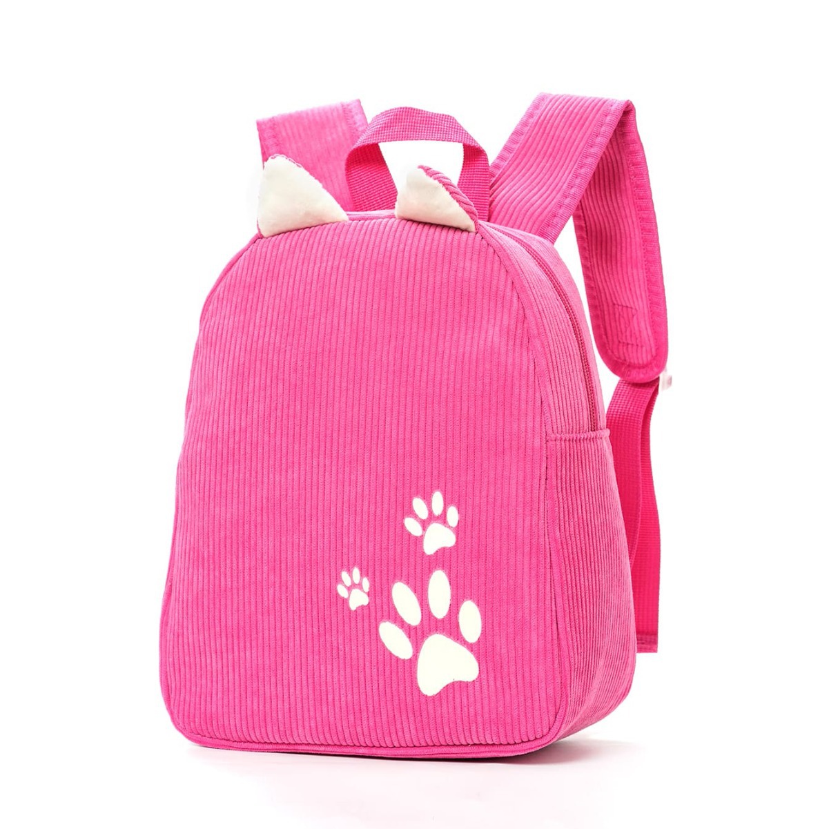 Cross-border schoolbag for men and women, corduroy multi-color new solid color cute bag, footprint backpack Item Picture
