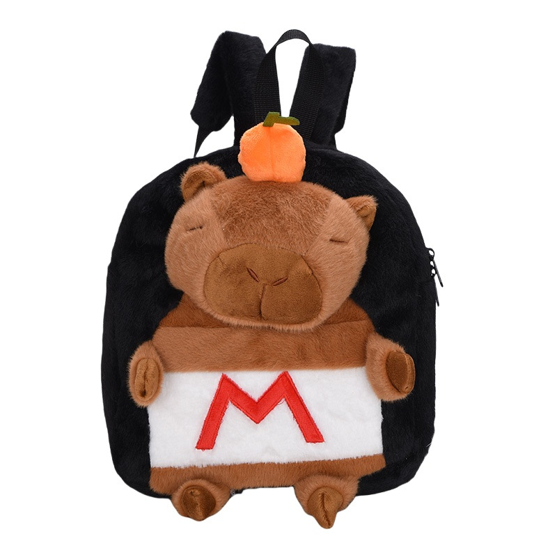 The new cute orange-topped Capibara doll schoolbag is adorable and girlish, versatile and easy to store. It's a double-shoulder capybara backpack Item Picture