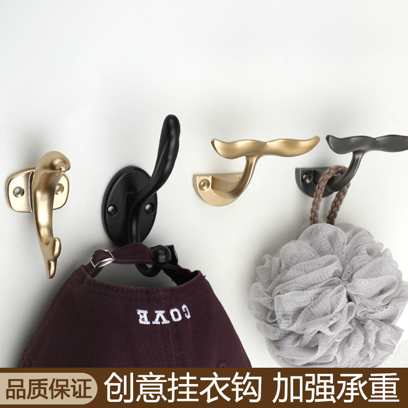 Nordic style personalized small coat hooks behind the door, single coat hooks, dolphin single hooks, black and silver bathroom door, window and cabinet coat hooks full figure
