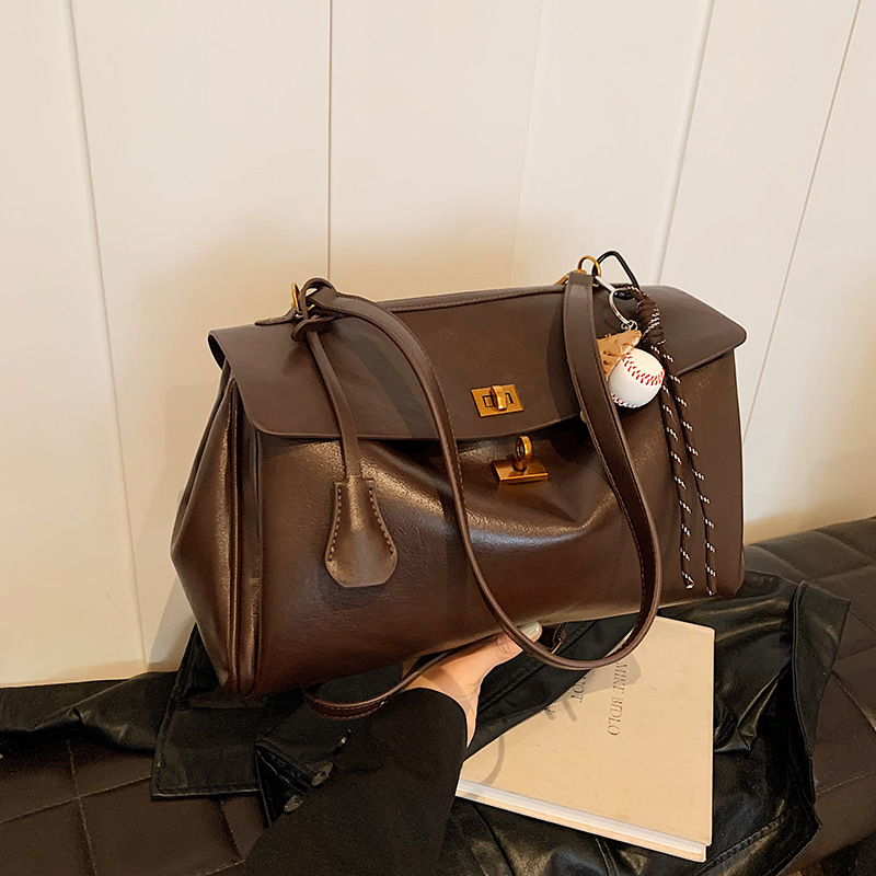 Retro and fashionable hand-held tote bag for women, 2024 new style, large-capacity single-shoulder bag for work and commuting, high-end crossbody bag Specification drawing