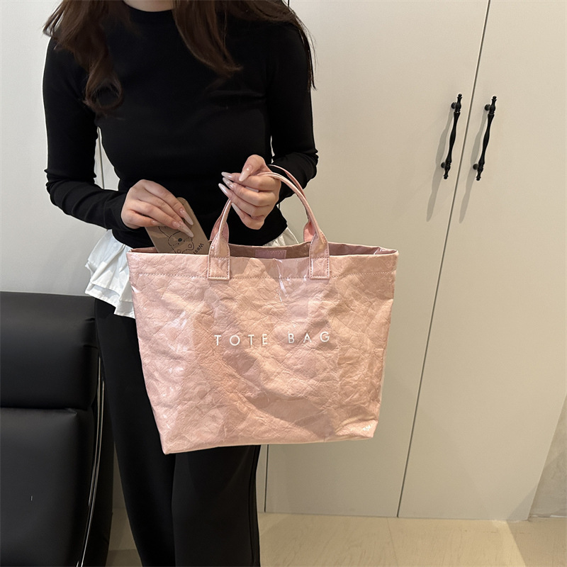 Cross-border Korean version large-capacity printed letter handbag, new trendy tote bag, versatile, casual and retro women's bag Specification drawing