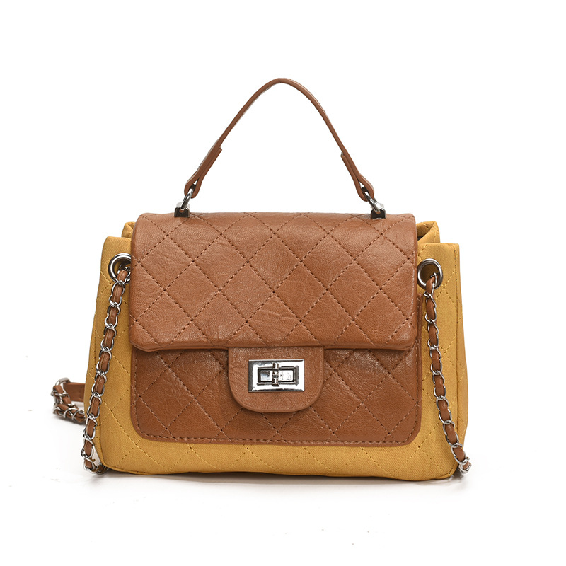 Cross-border fashion diamond-shaped handbag, versatile small square bag, 2025 new style stylish patchwork single-shoulder bag, trendy crossbody bag Item Picture