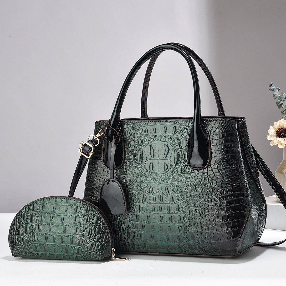 New crocodile-patterned mother and child bag, fashionable and simple cross-border handbag, large-capacity trendy single-shoulder crossbody bag, one-piece consignment Application Scenario