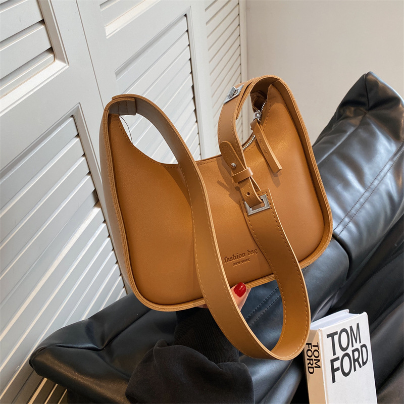 High-end style bag 2023 new versatile women's bag, solid color retro single-shoulder bag, fashionable and casual wide shoulder strap crossbody bag Specification drawing
