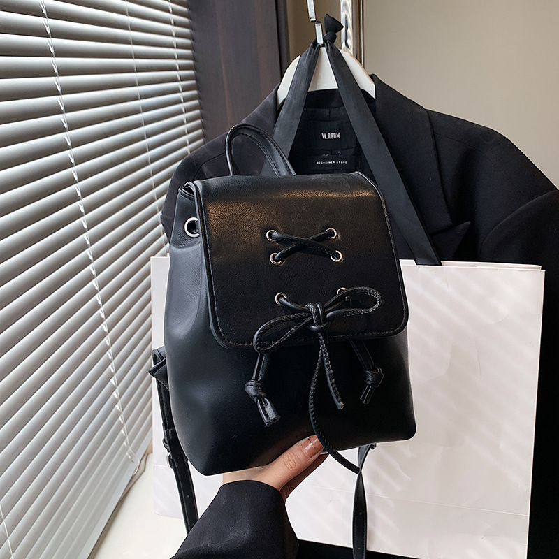 Korean-style bow double-shoulder small bag for ladies 2024 new trendy and fashionable backpack, cute hand-held shoulder bag and schoolbag Specification drawing
