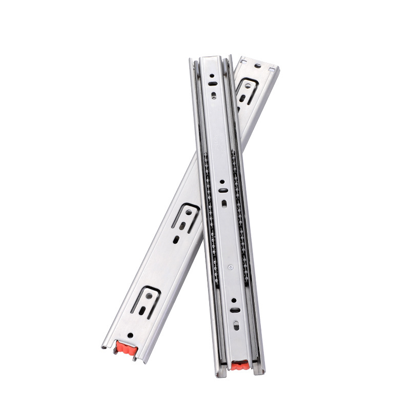 4515 stainless steel slide rail, thickened three-section silent damping buffer steel ball guide rail, cabinet drawer pulley track Item Picture