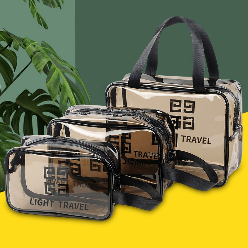Wholesale large-capacity transparent pvc cosmetic bags, portable toiletry bags, waterproof cosmetic storage bags, travel storage bags full figure