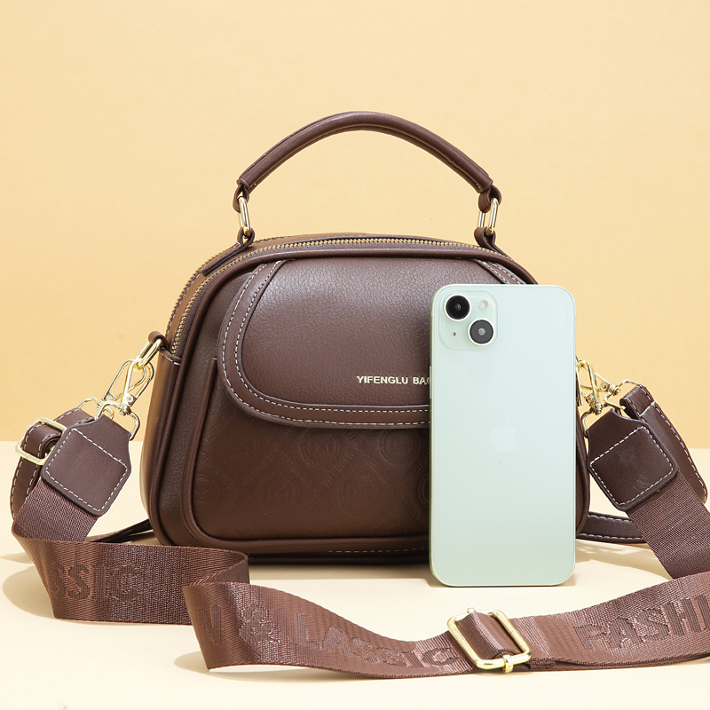 Bag Lady 2025 New multi-layer hand-held Mom bag, fashionable and trendy, single-shoulder textured crossbody bag details Picture