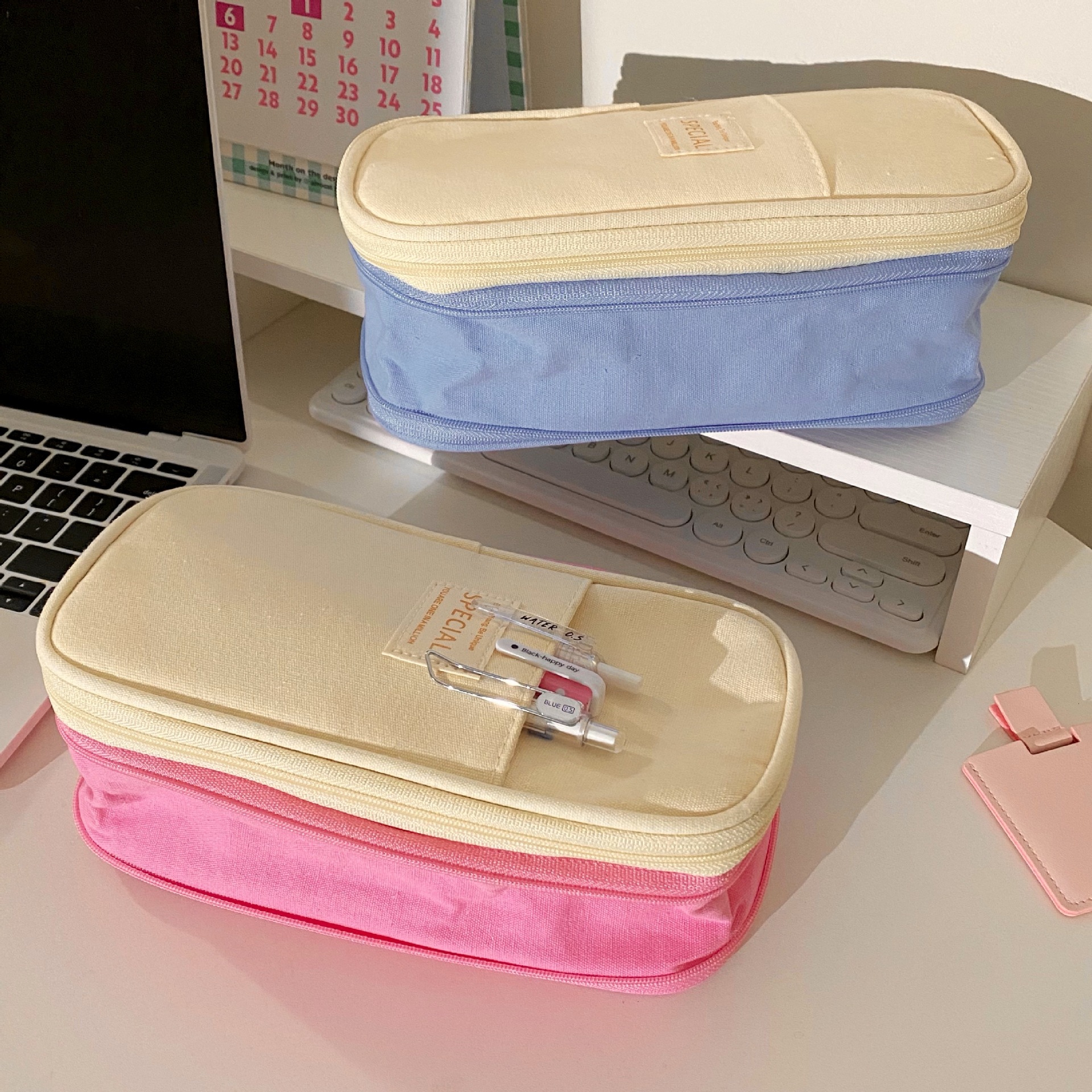 ins multi-functional retractable pen case, simple Japanese-style large-capacity student stationery box, stationery bag, pencil case, pencil case full figure