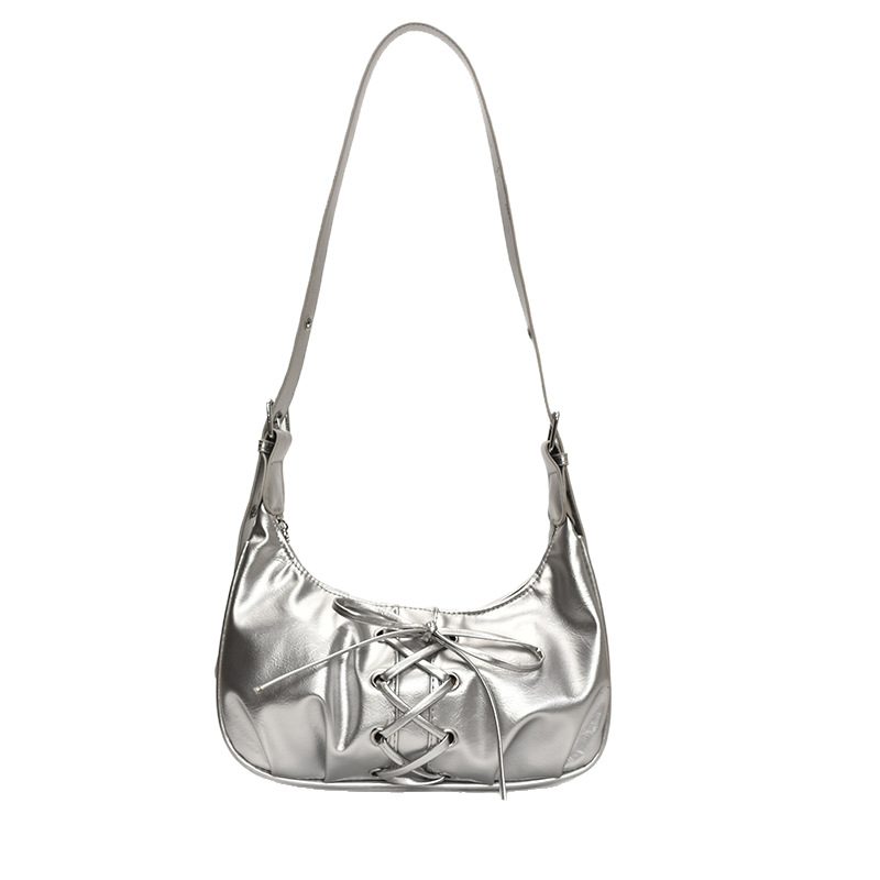Cross-border 2025 New high-end quality Niche commuter dumpling bag for women, shiny solid color bow single-shoulder crossbody bag Item Picture