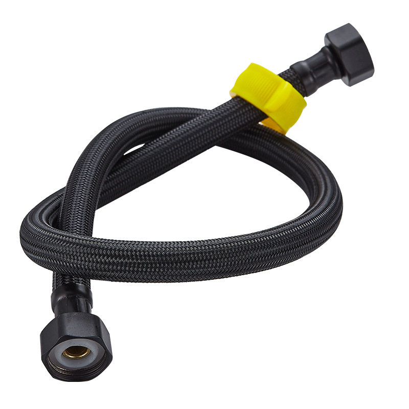 Black water inlet hose, stainless steel metal, high-temperature resistant, suitable for both hot and cold toilets, water heaters, explosion-proof household water pipes Item Picture