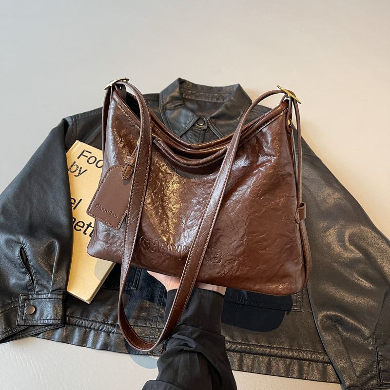 Retro and fashionable pleated bucket bag 2024 new style simple and casual single-shoulder bag Korean-style niche high-end crossbody bag Specification drawing